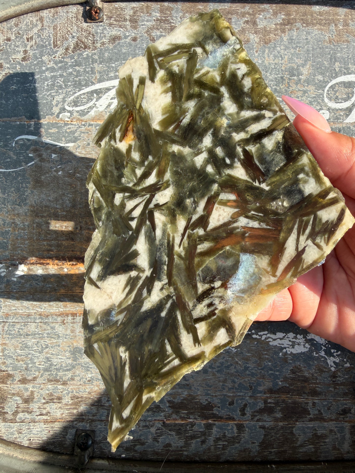 Gorgeous Green Tourmaline with Lepidolite Garnet Slab | Opt 44