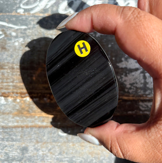 Gorgeous Midnight Lace Obsidian Palm Stone from Armenia | H