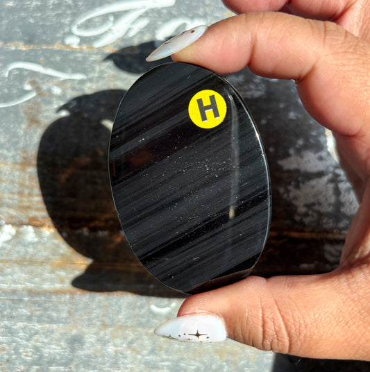 Gorgeous Midnight Lace Obsidian Palm Stone from Armenia | H