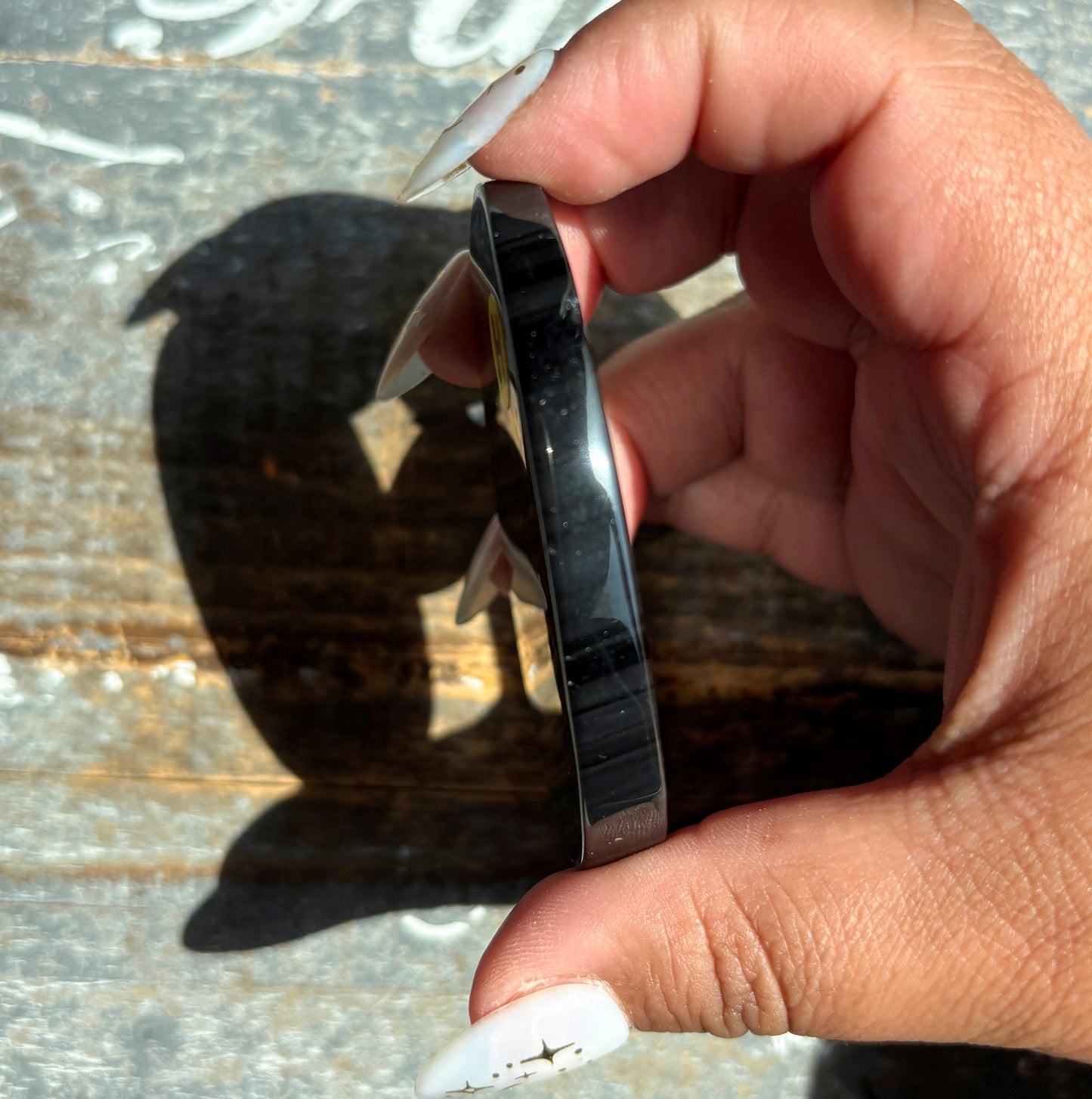 Gorgeous Midnight Lace Obsidian Palm Stone from Armenia | H