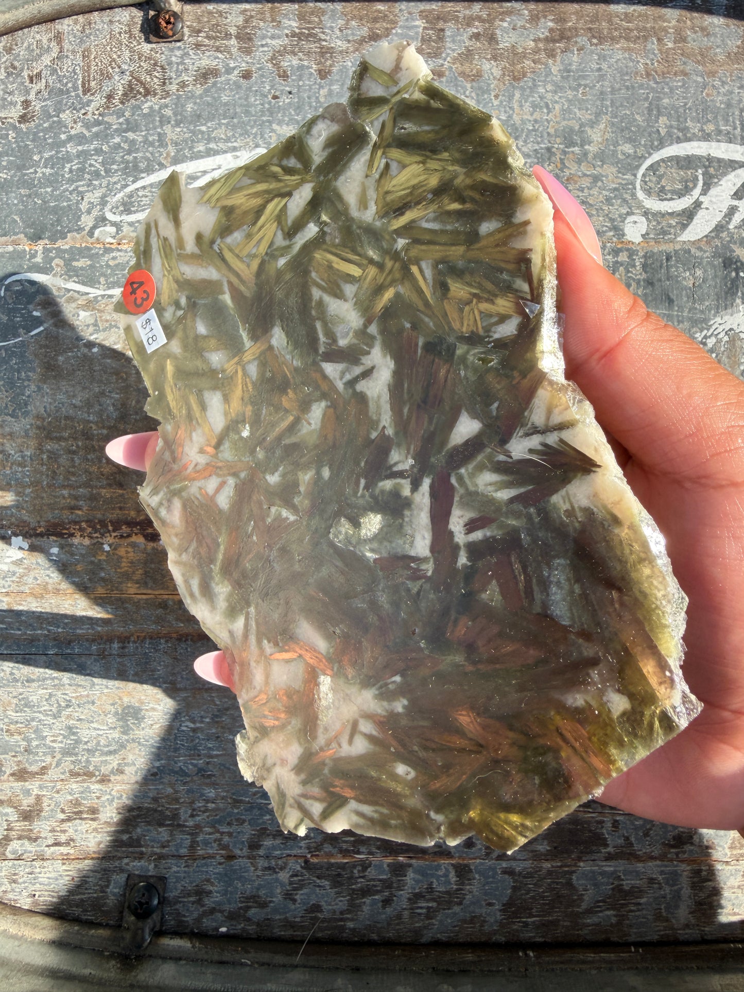 Gorgeous Green Tourmaline with Lepidolite Garnet Slab | Opt 43