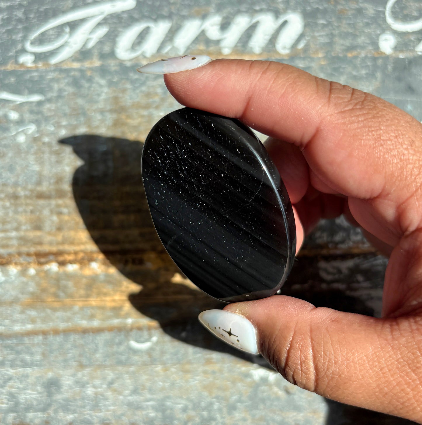 Gorgeous Midnight Lace Obsidian Palm Stone from Armenia | U