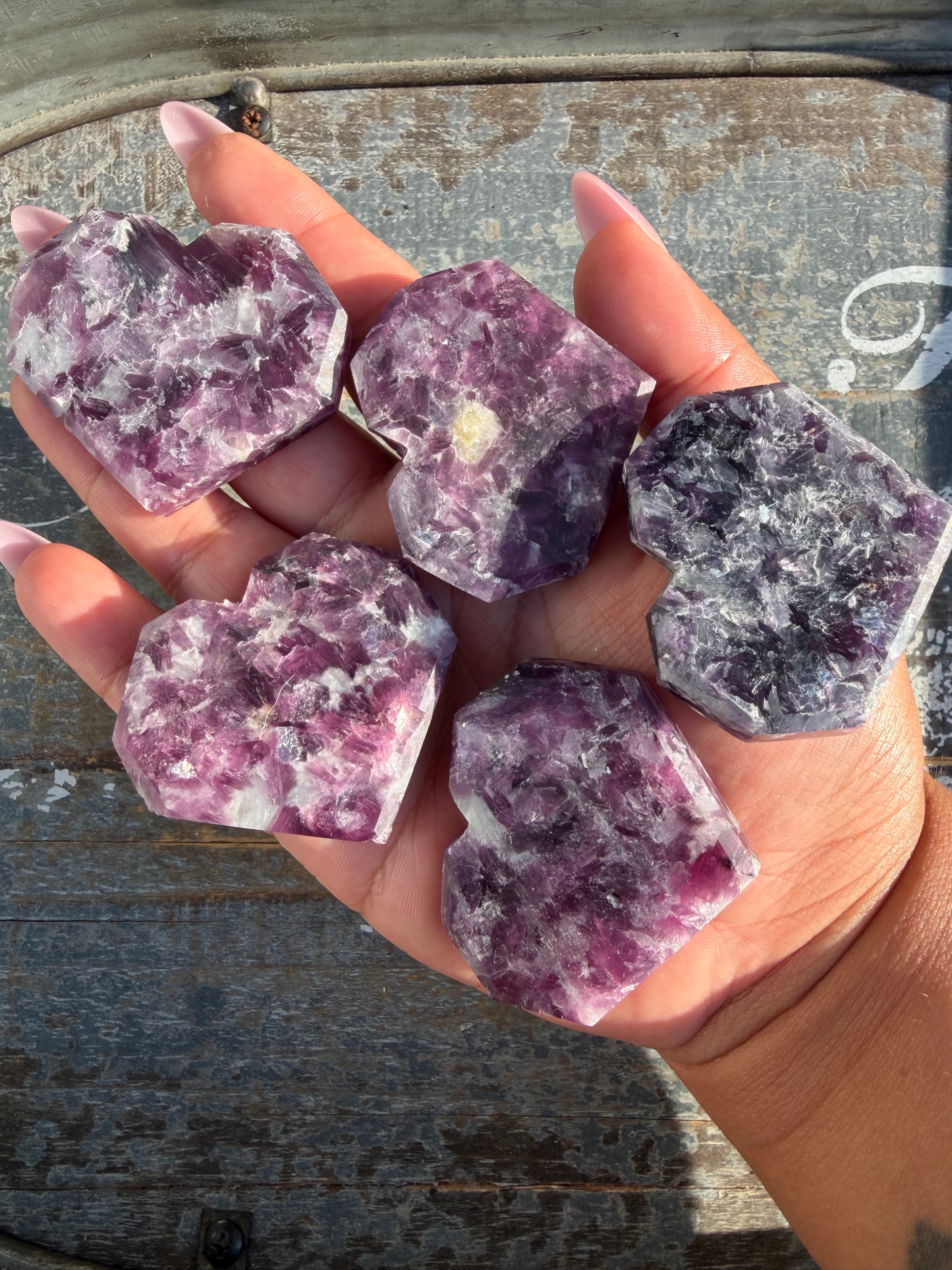 One (1) Faceted Lepidolite Heart | Intuitvley Chosen