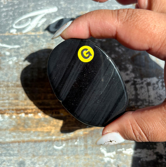 Gorgeous Midnight Lace Obsidian Palm Stone from Armenia | G