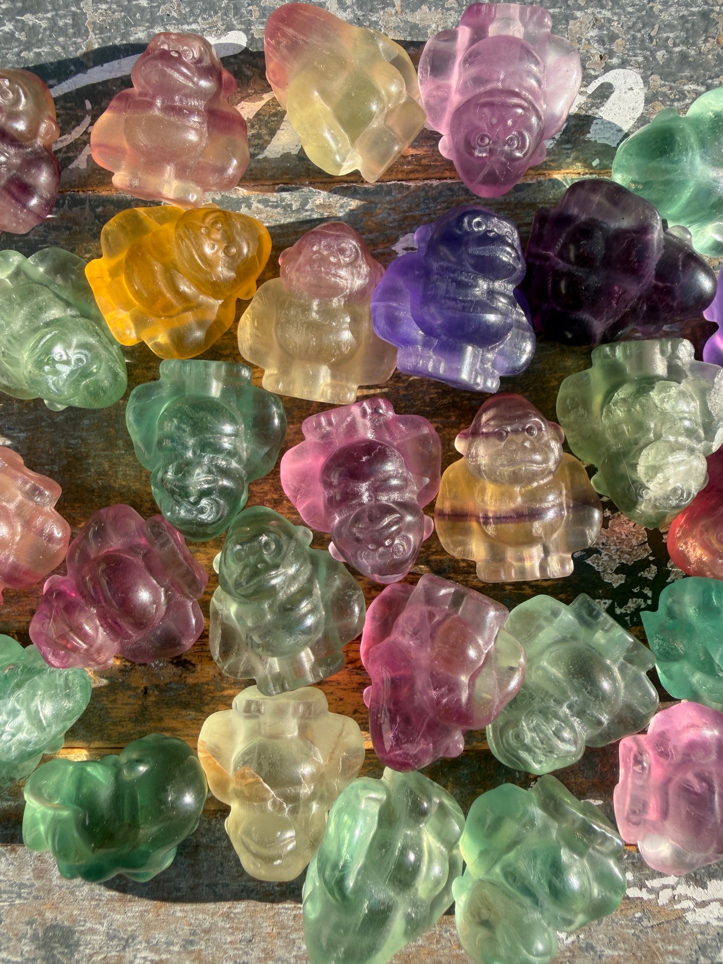 One (1) Rainbow Fluorite Mini Gorilla | Intuivley Chosen