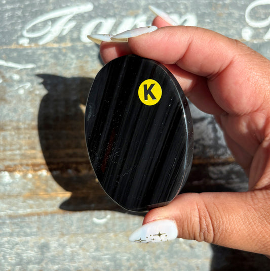 Gorgeous Midnight Lace Obsidian Palm Stone from Armenia | K