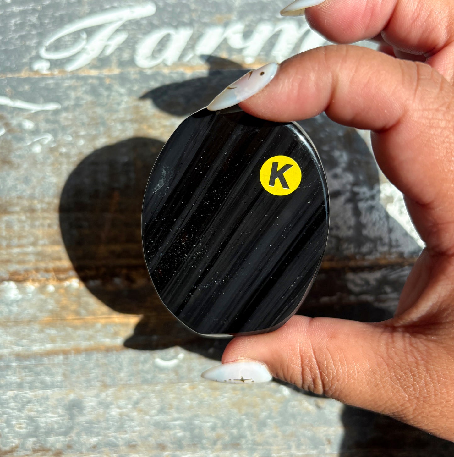 Gorgeous Midnight Lace Obsidian Palm Stone from Armenia | K