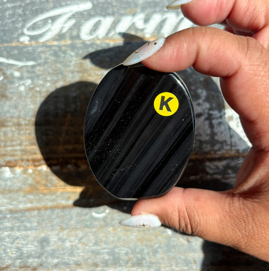 Gorgeous Midnight Lace Obsidian Palm Stone from Armenia | K