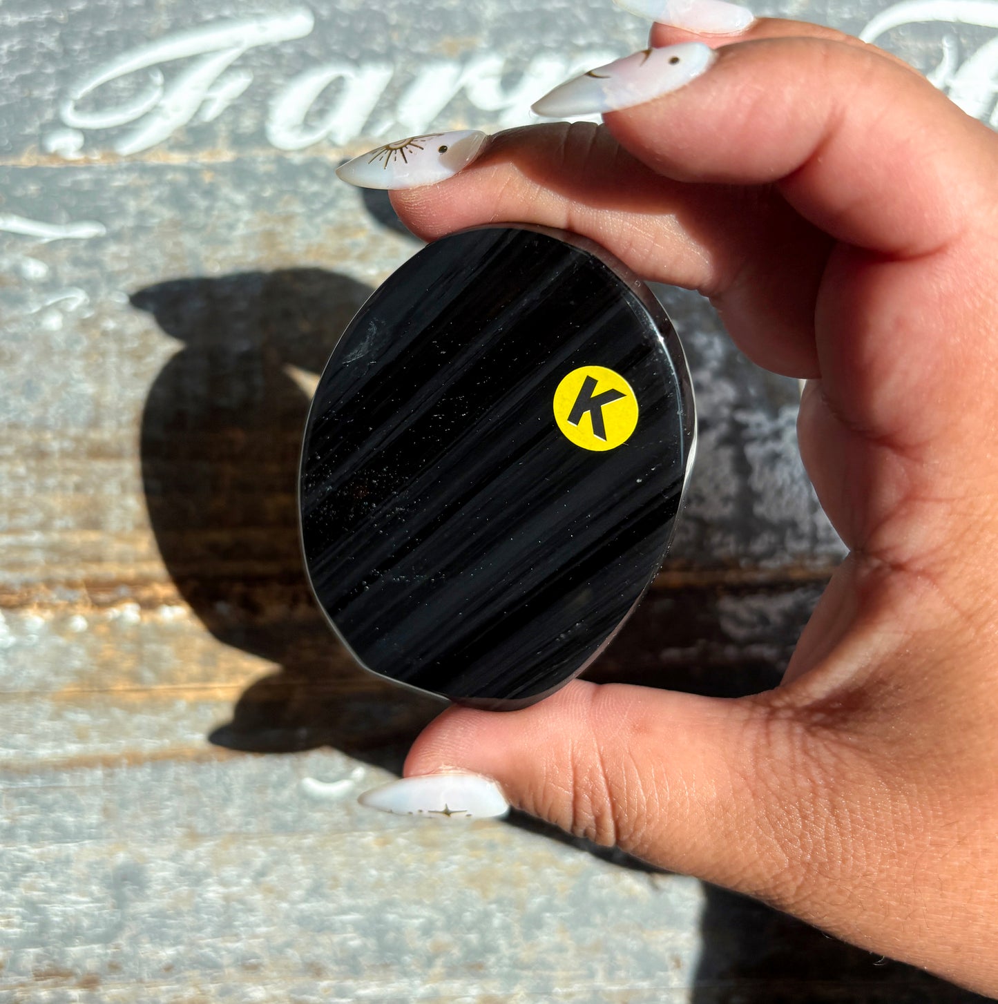 Gorgeous Midnight Lace Obsidian Palm Stone from Armenia | K