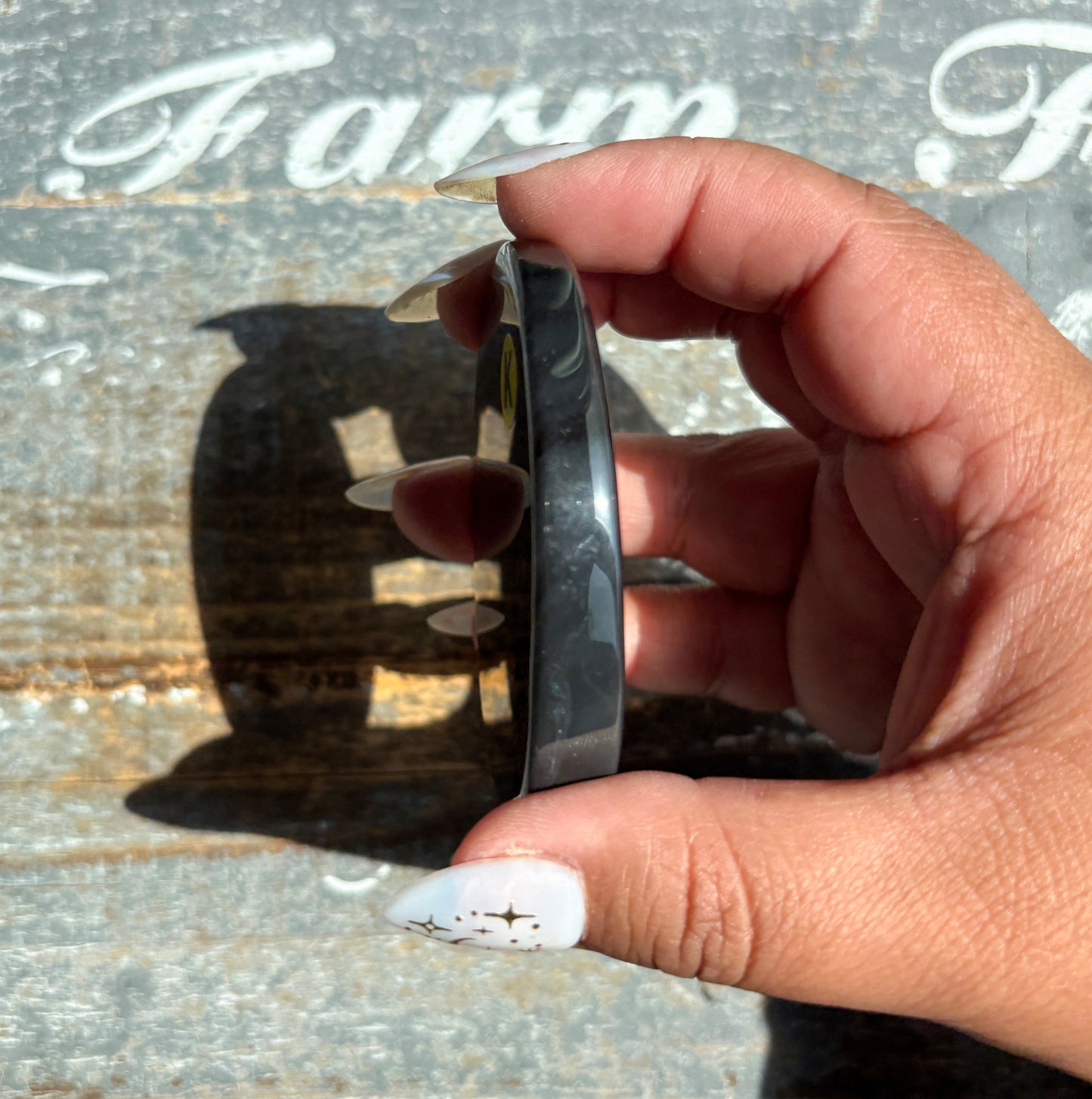 Gorgeous Midnight Lace Obsidian Palm Stone from Armenia | K