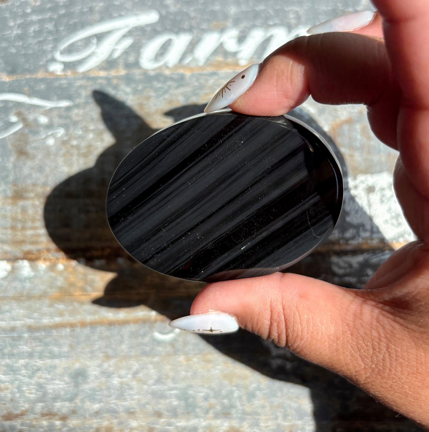 Gorgeous Midnight Lace Obsidian Palm Stone from Armenia | K