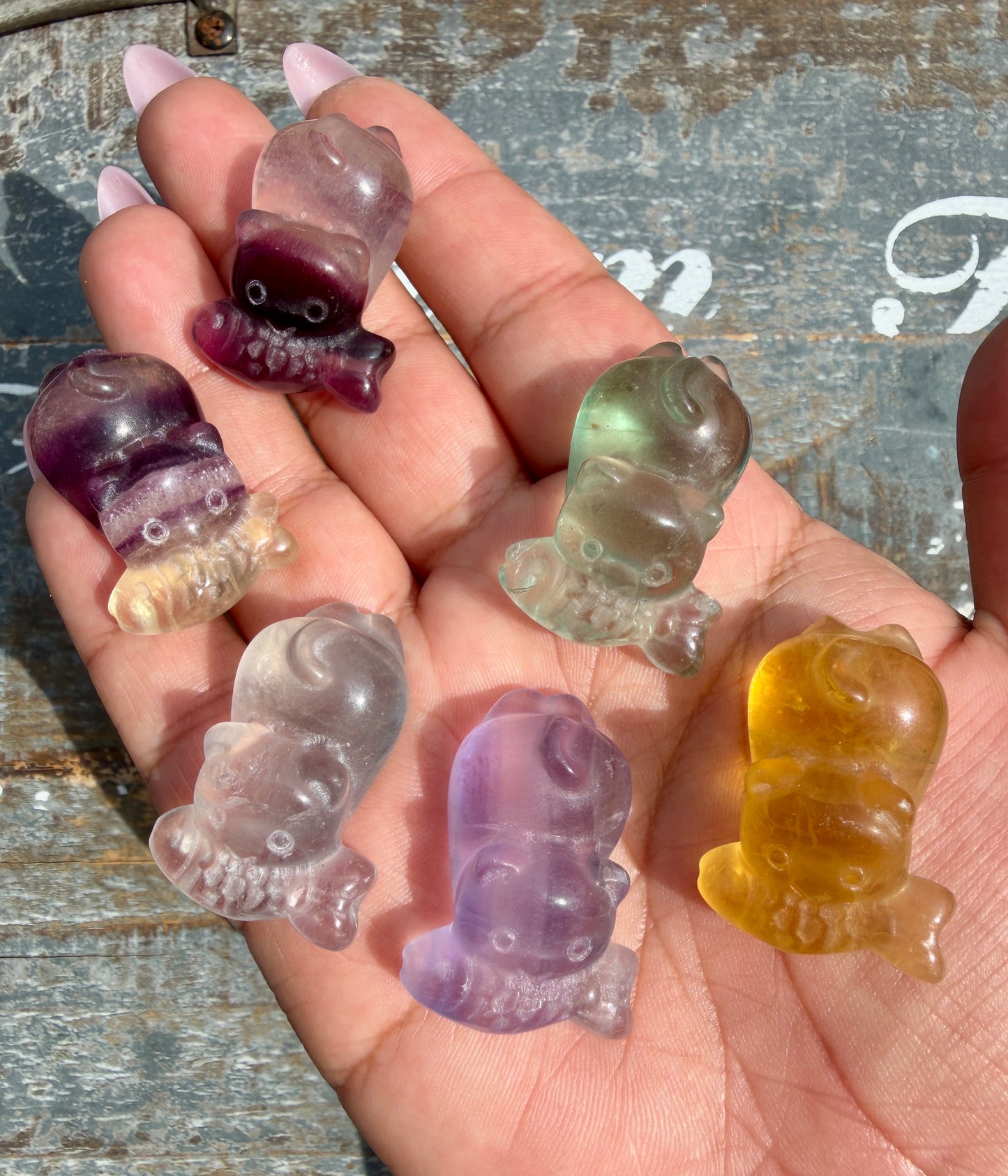 One (1) Rainbow Fluorite Kitty with Fish | Intuitively Chosen
