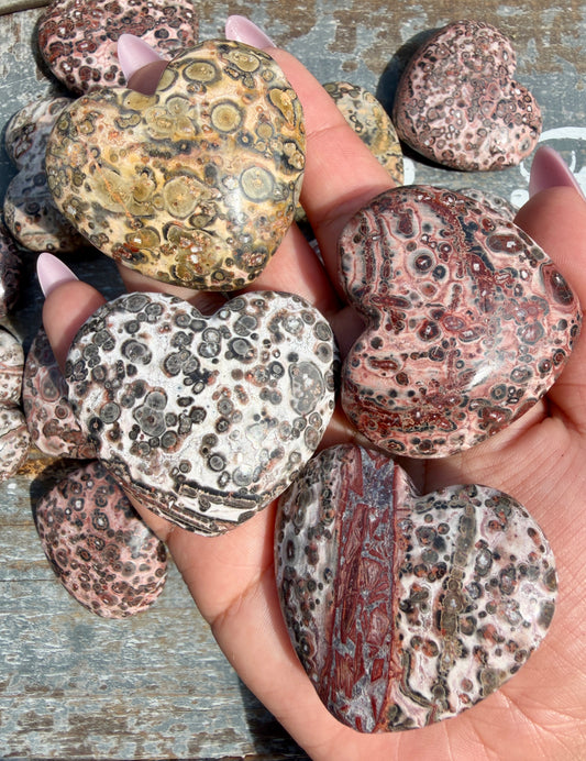 One (1) Leopard Skin Jasper Heart | Intuitively Chosen
