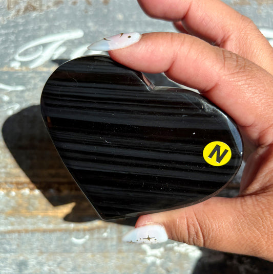 Gorgeous Midnight Lace Obsidian Heart from Armenia | N