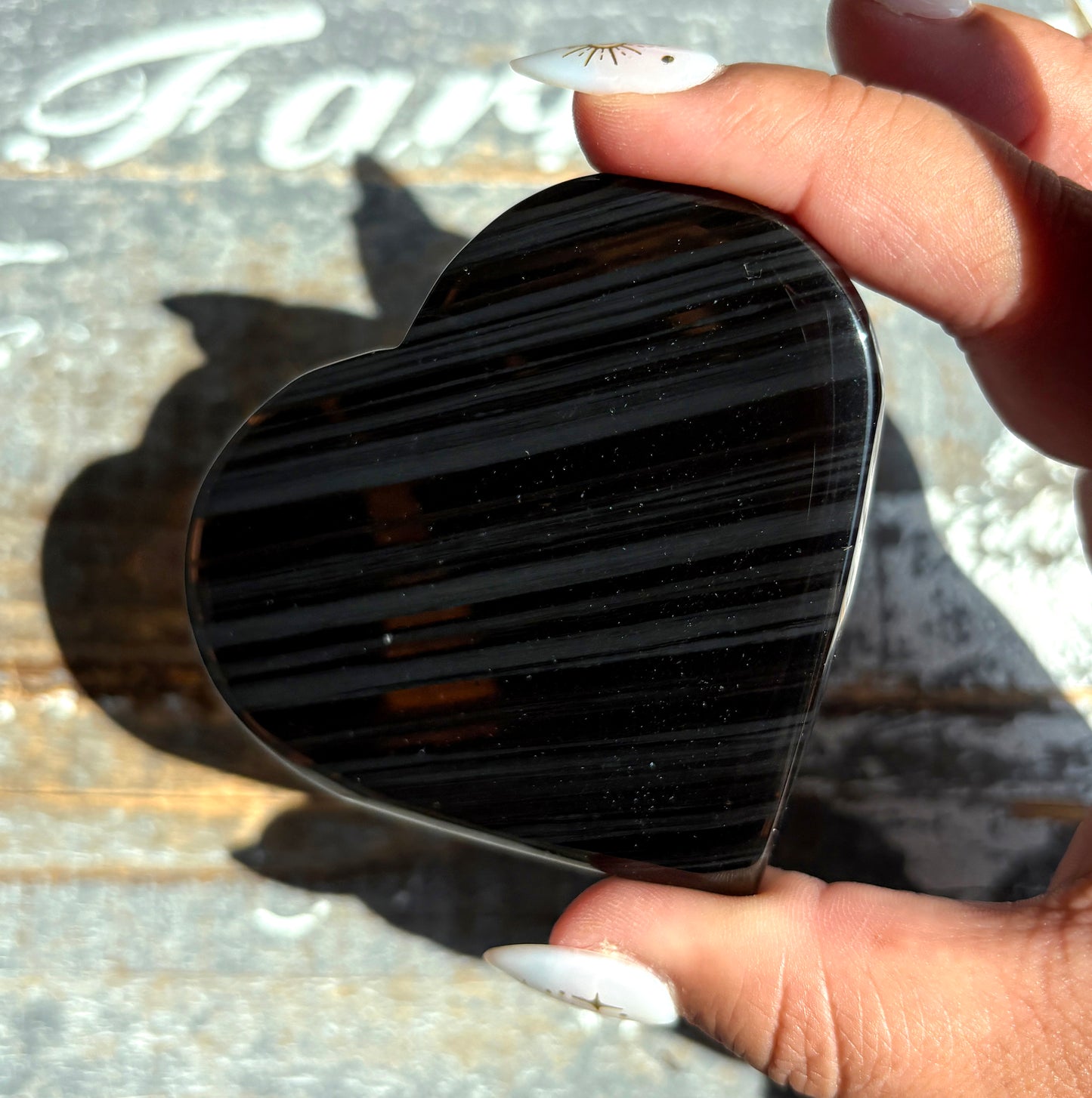 Gorgeous Midnight Lace Obsidian Heart from Armenia | N