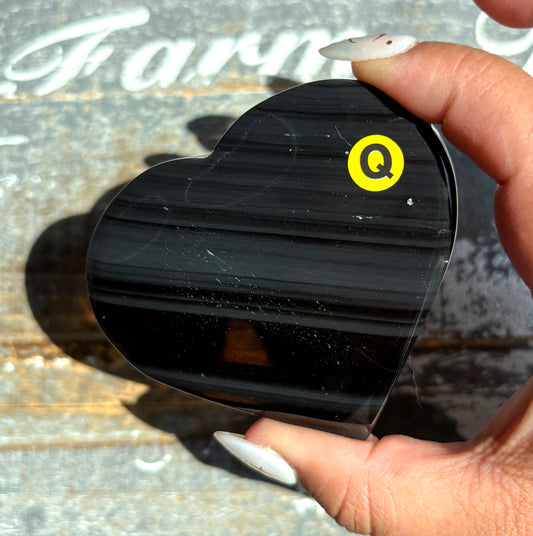 Gorgeous Midnight Lace Obsidian Heart from Armenia | Q