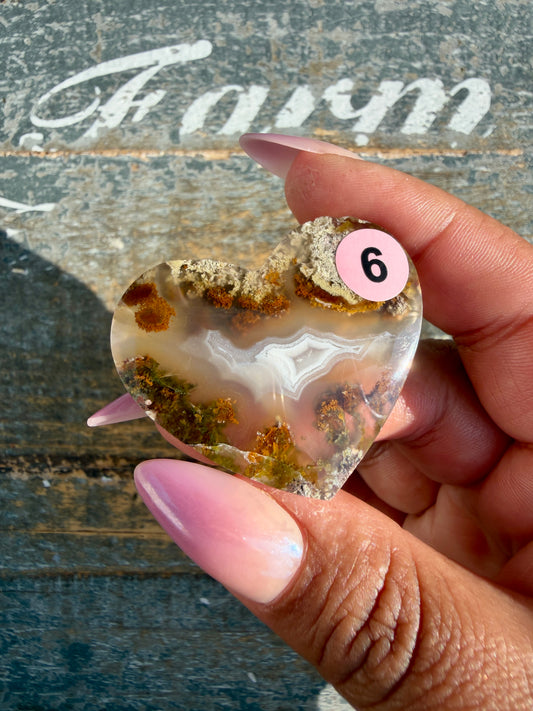 Gorgeous Indonesia Moss Agate Small Heart (Flat Back) | Opt 6 | Size - 1.5"