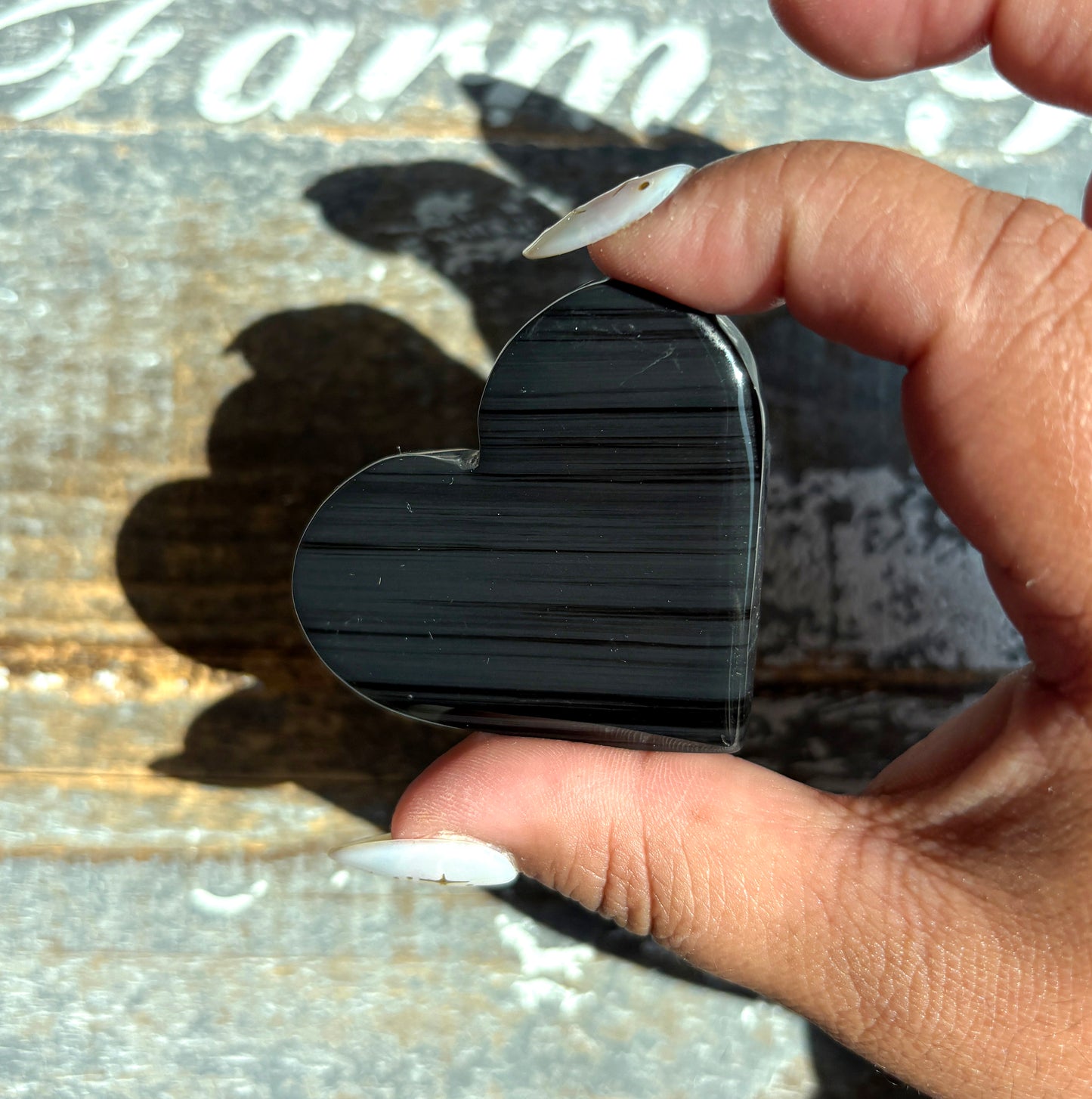 Gorgeous Midnight Lace Obsidian Heart from Armenia | J