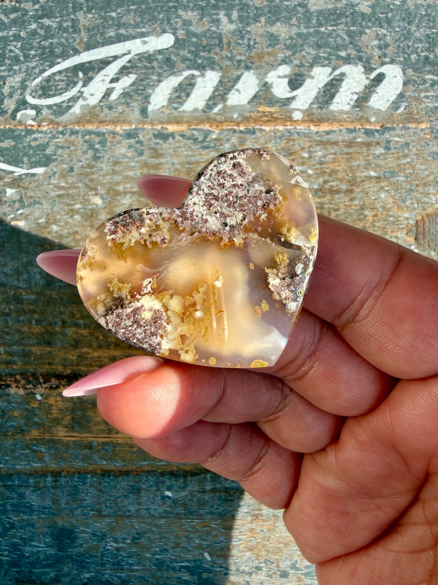 Gorgeous Indonesia Moss Agate Small Heart (Flat Back) | Opt 9 | Size - 1.5"