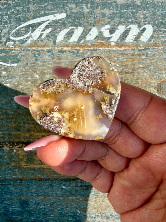 Gorgeous Indonesia Moss Agate Small Heart (Flat Back) | Opt 9 | Size - 1.5"