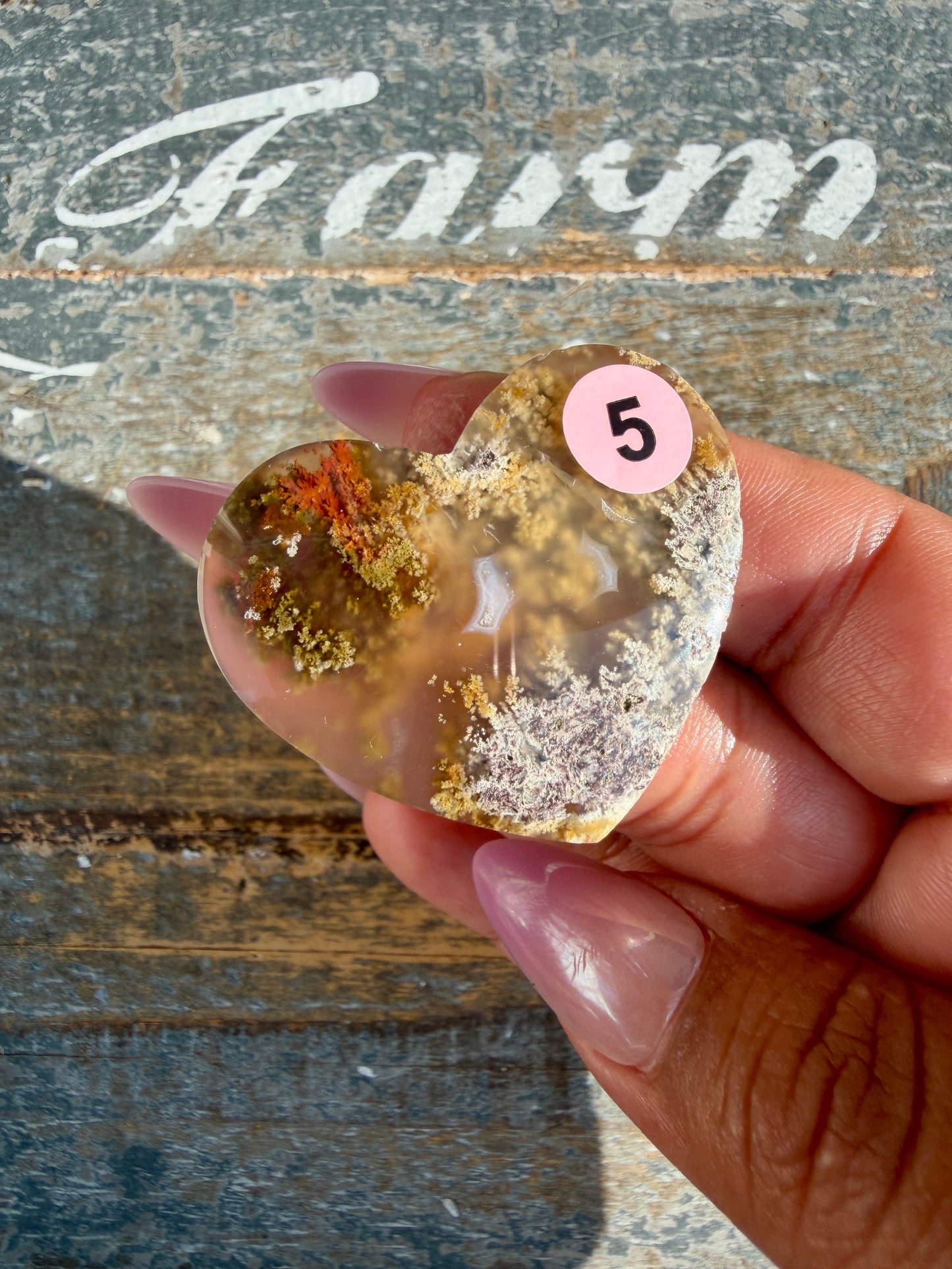Gorgeous Indonesia Moss Agate Small Heart (Flat Back) | Opt 5 | Size - 1.5"