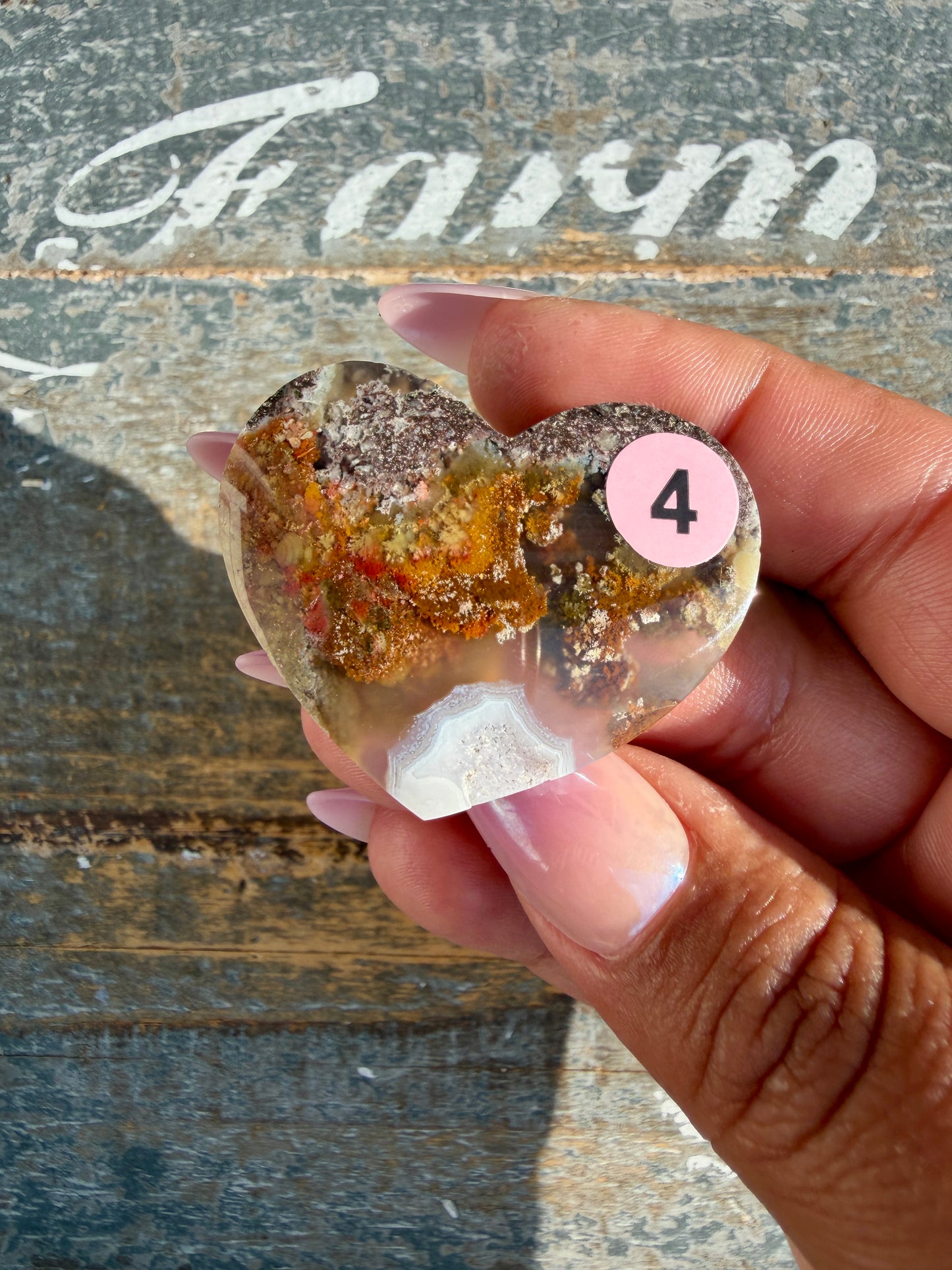 Gorgeous Indonesia Moss Agate Small Heart (Flat Back) | Opt 4 | Size - 1.5"