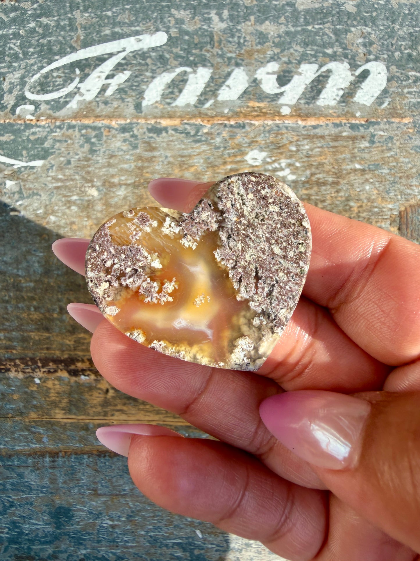 Gorgeous Indonesia Moss Agate Small Heart (Flat Back) | Opt 3 | Size - 1.5"