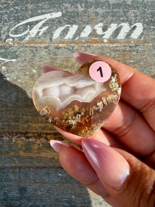 Gorgeous Indonesia Moss Agate Small Heart (Flat Back) | Opt 1 | Size - 1.5"