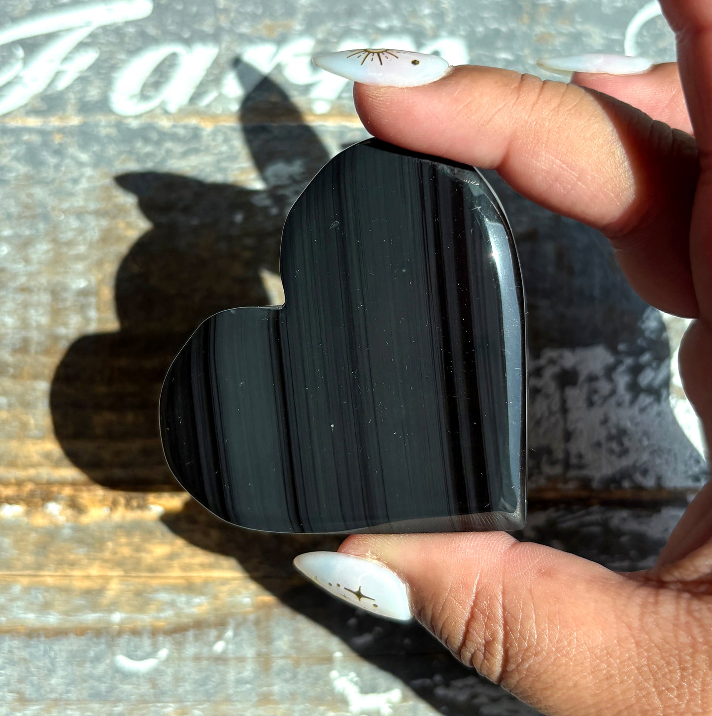 Gorgeous Midnight Lace Obsidian Heart from Armenia | M