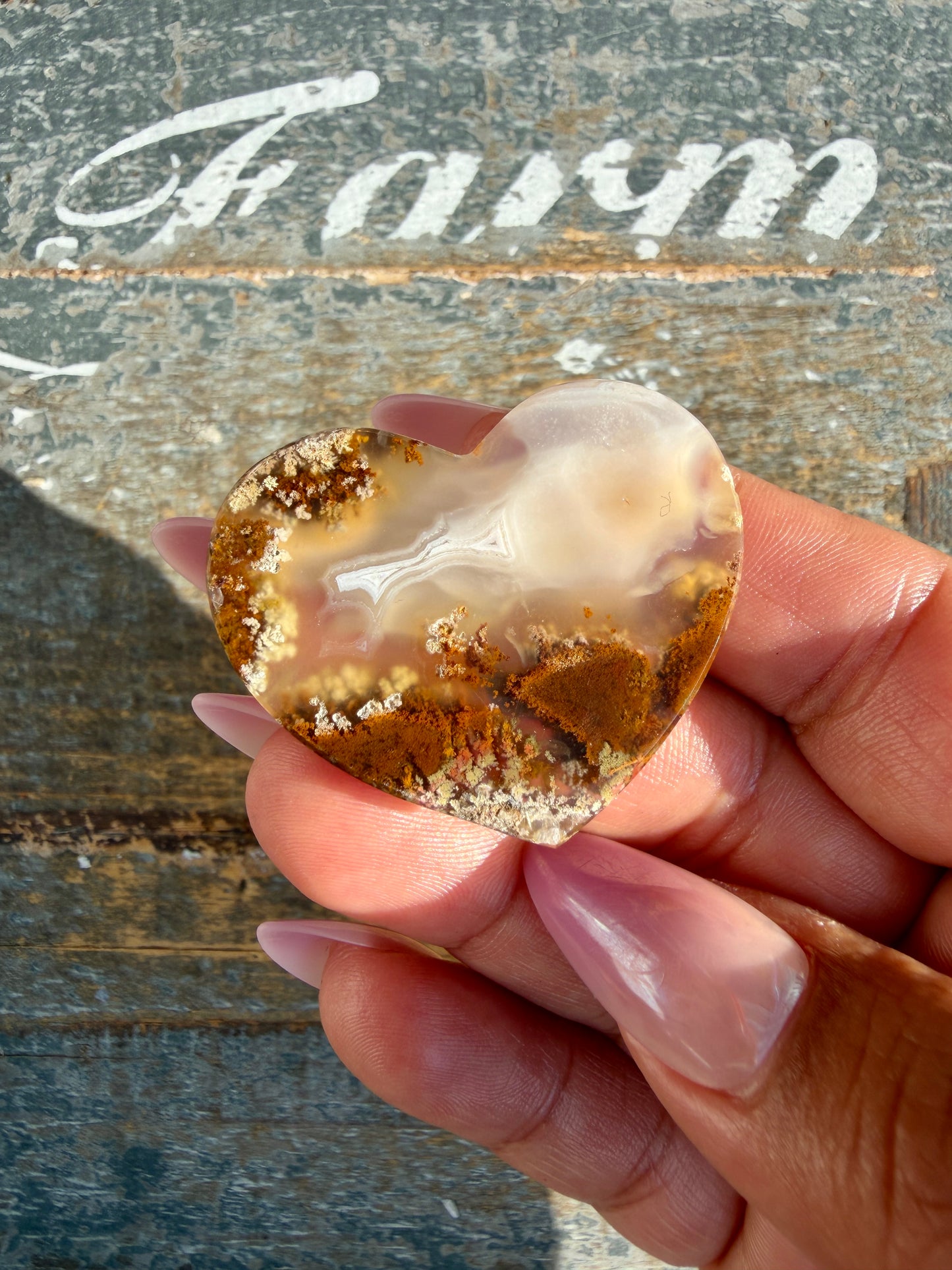 Gorgeous Indonesia Moss Agate Small Heart (Flat Back) | Opt 1 | Size - 1.5"
