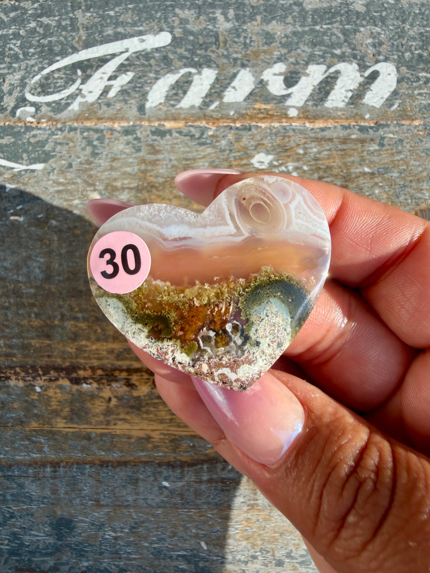 Gorgeous Indonesia Moss Agate Small Heart (Flat Back) | Opt 30 | Size - 1.5"