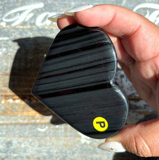 Gorgeous Midnight Lace Obsidian Heart from Armenia | P