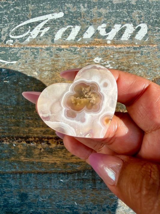 Gorgeous Indonesia Moss Agate Small Heart (Flat Back) | Opt 25 | Size - 1.5"