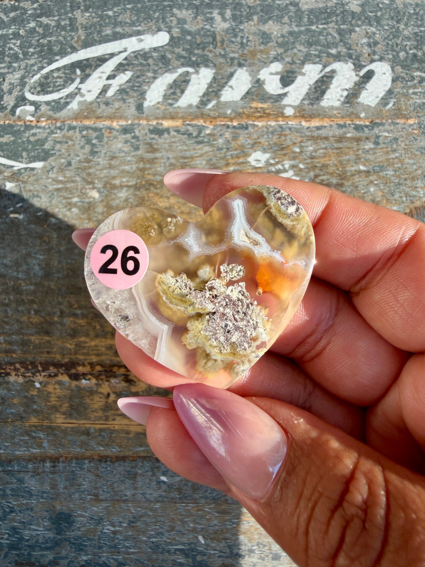 Gorgeous Indonesia Moss Agate Small Heart (Flat Back) | Opt 26 | Size - 1.5"