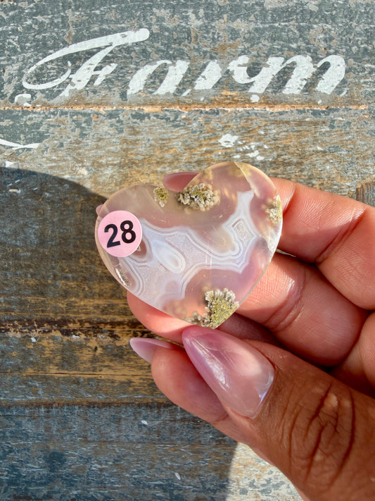 Gorgeous Indonesia Moss Agate Small Heart (Flat Back) | Opt 28 | Size - 1.5"