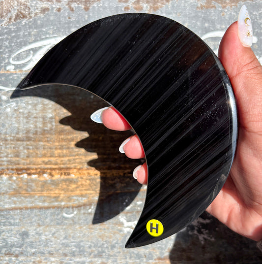 Gorgeous Midnight Lace Obsidian Moon from Armenia | H