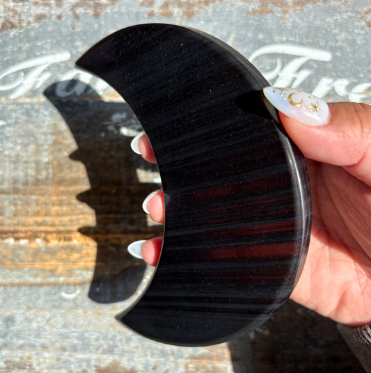 Gorgeous Midnight Lace Obsidian Moon from Armenia | G