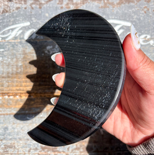 Gorgeous Midnight Lace Obsidian Moon from Armenia | F