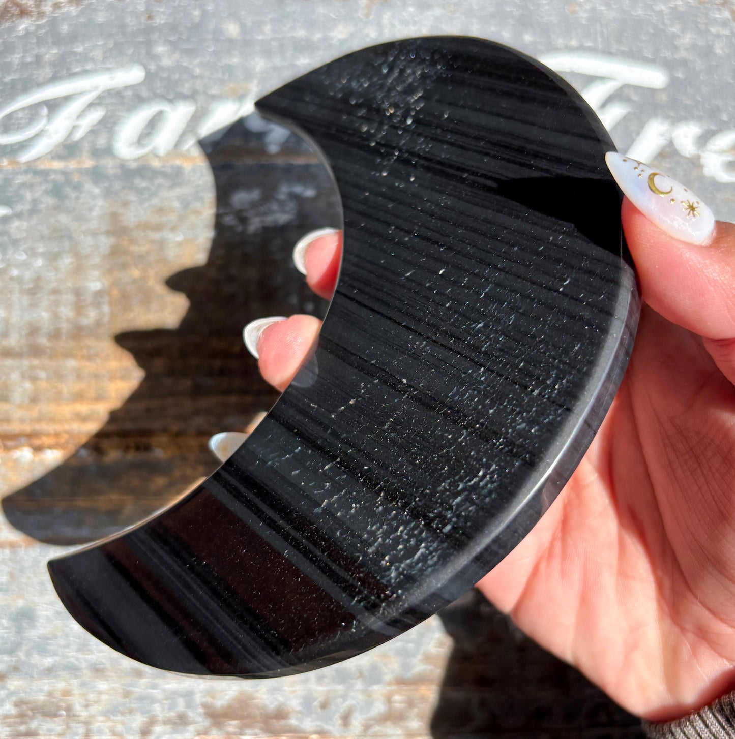 Gorgeous Midnight Lace Obsidian Moon from Armenia | F