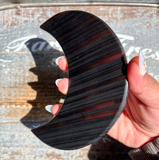 Gorgeous Midnight Lace Obsidian Moon from Armenia | E