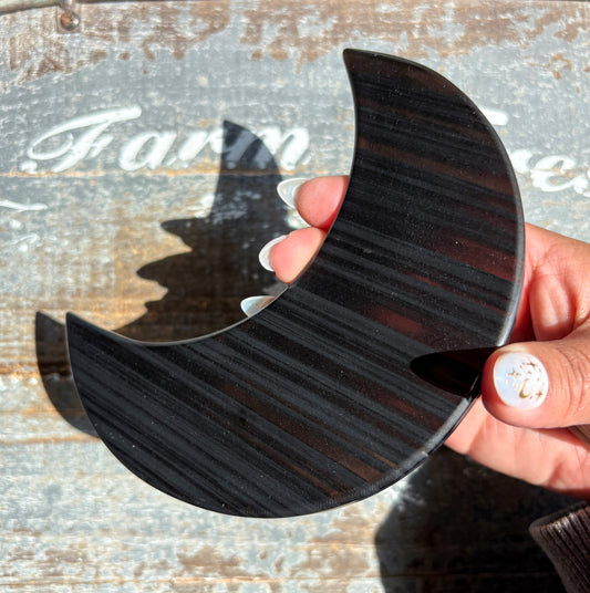 Gorgeous Midnight Lace Obsidian Moon from Armenia | E
