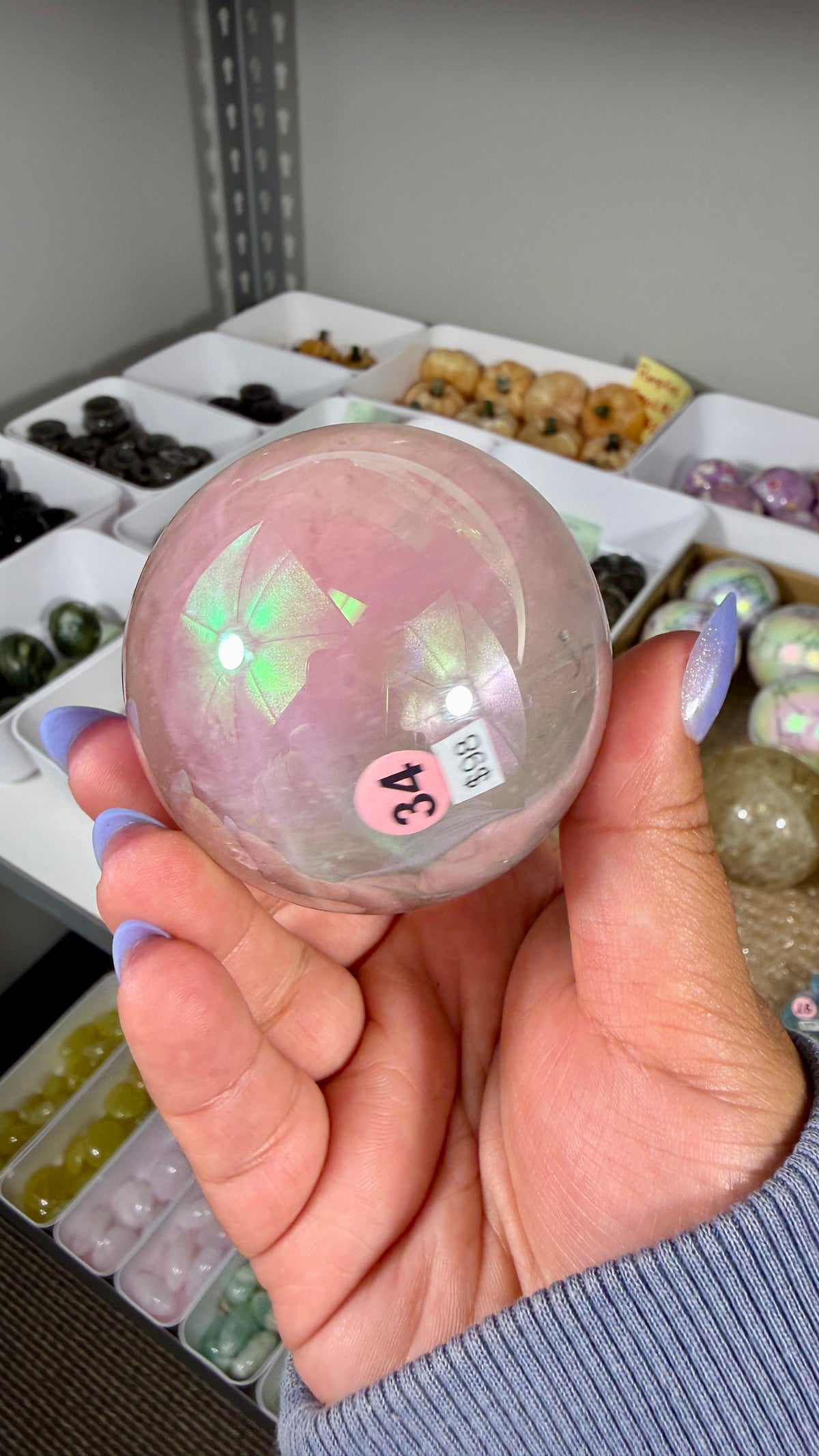 Gorgeous Aura Rose Quartz Sphere | Opt 34