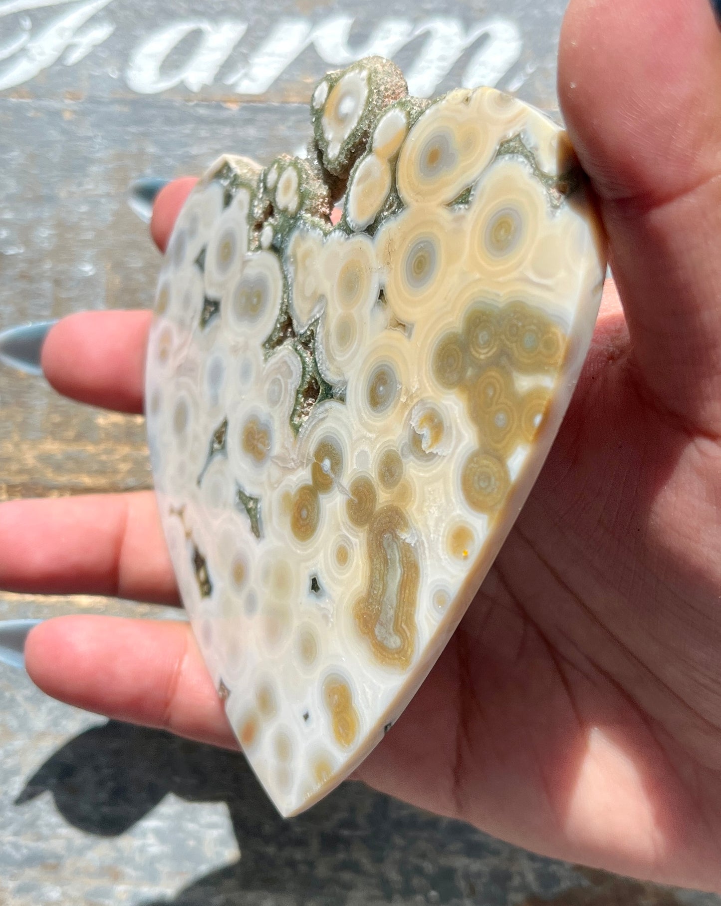 Gorgeous Authentic Ocean Jasper Polished Heart with Druzy *Personal Destash*