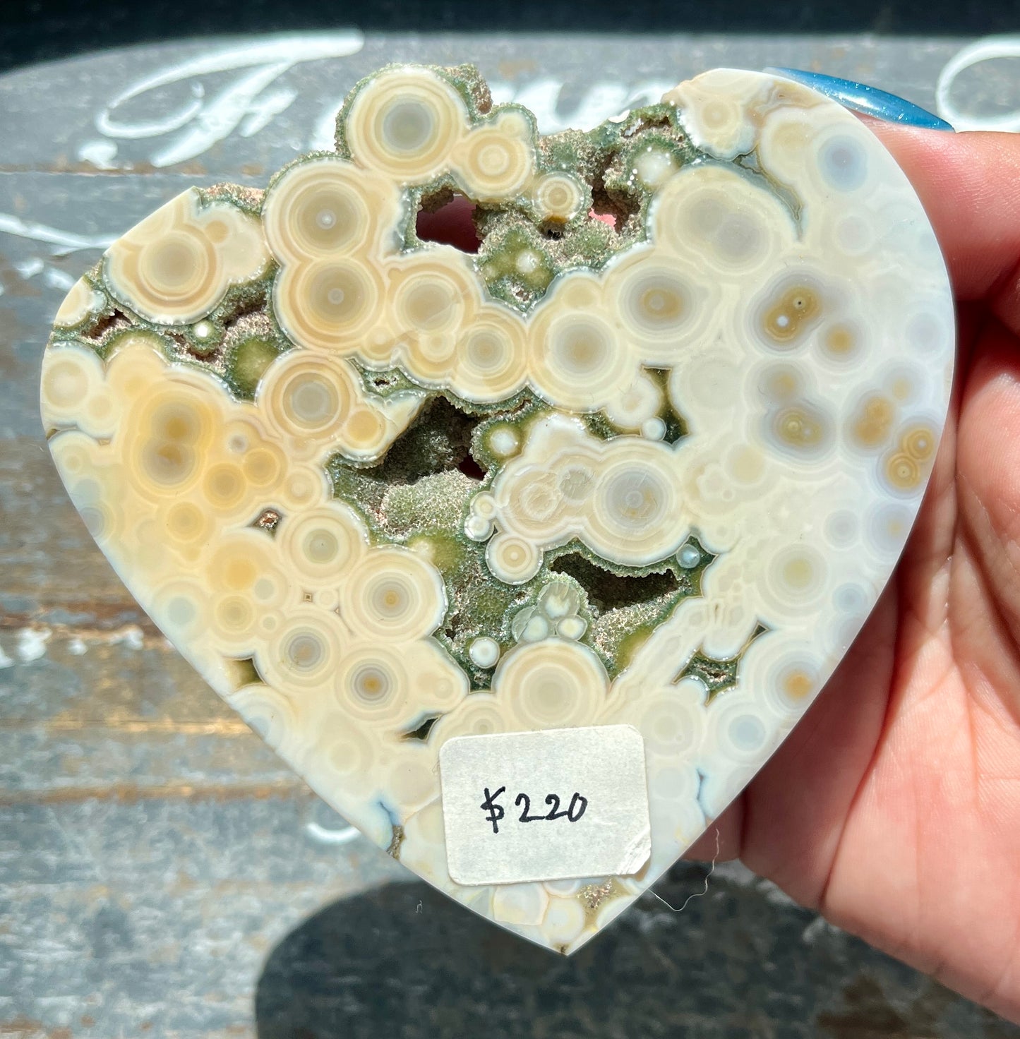 Gorgeous Authentic Ocean Jasper Polished Heart with Druzy *Personal Destash*