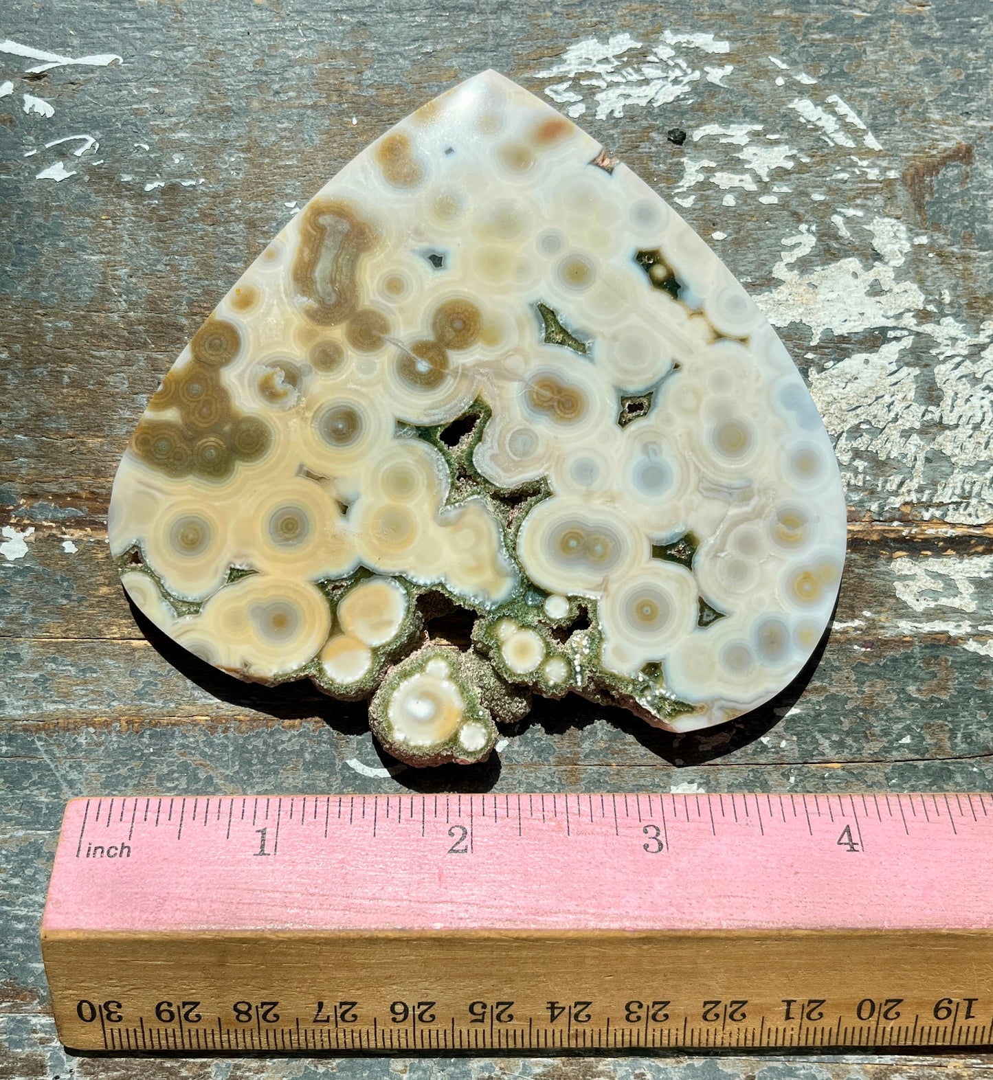 Gorgeous Authentic Ocean Jasper Polished Heart with Druzy *Personal Destash*