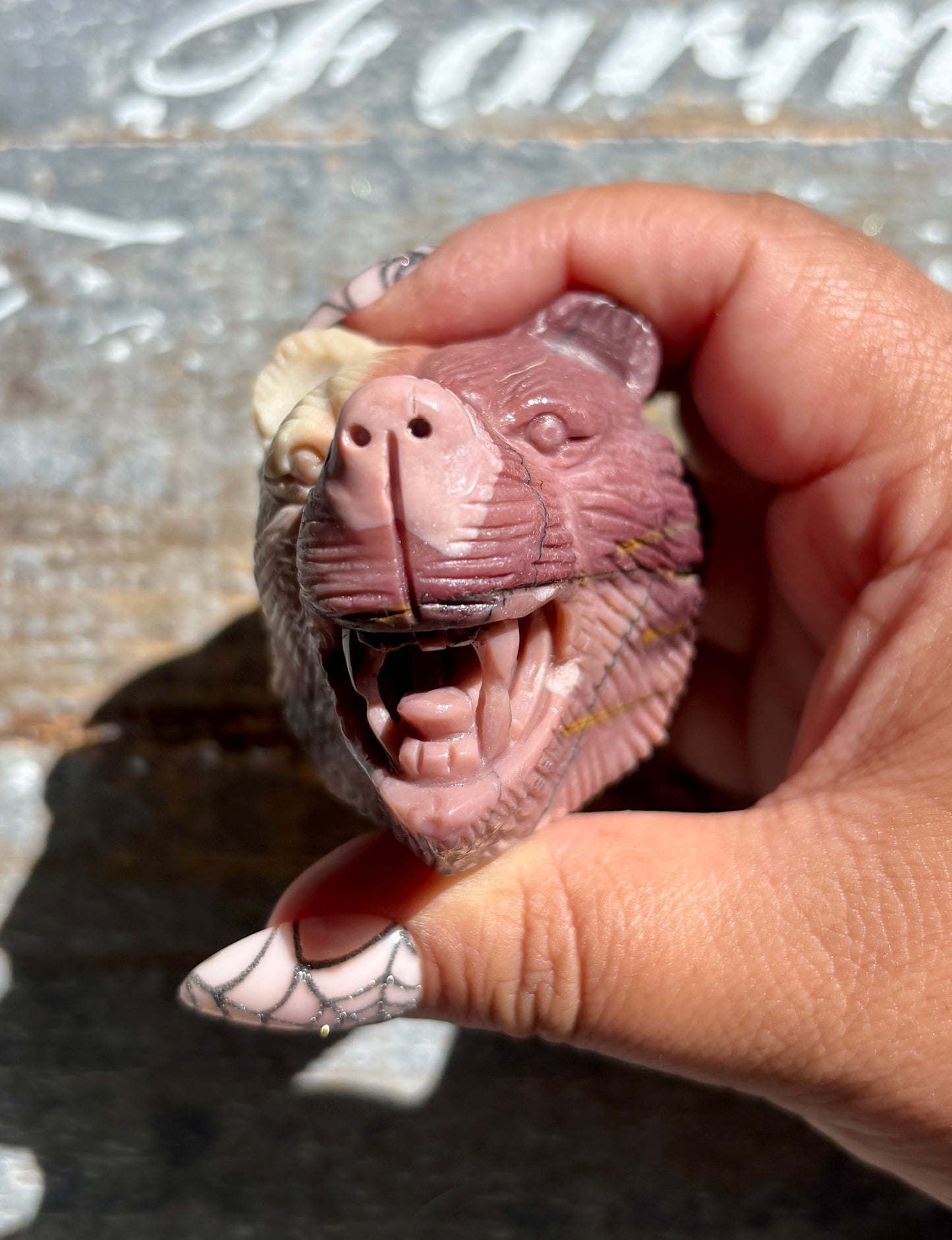 Gorgeous Hand Carved Mookaite Bear Head | Opt A
