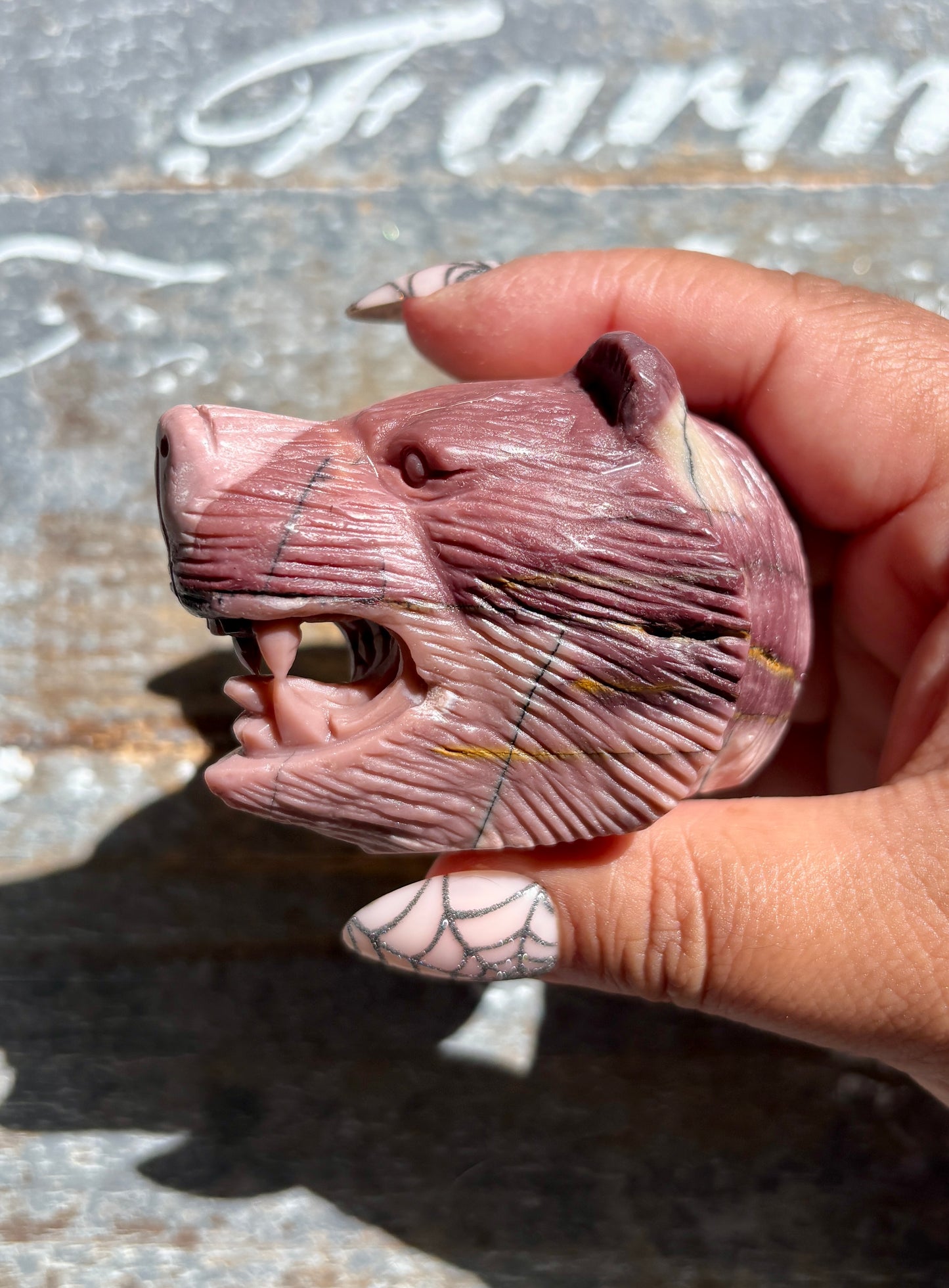 Gorgeous Hand Carved Mookaite Bear Head | Opt A