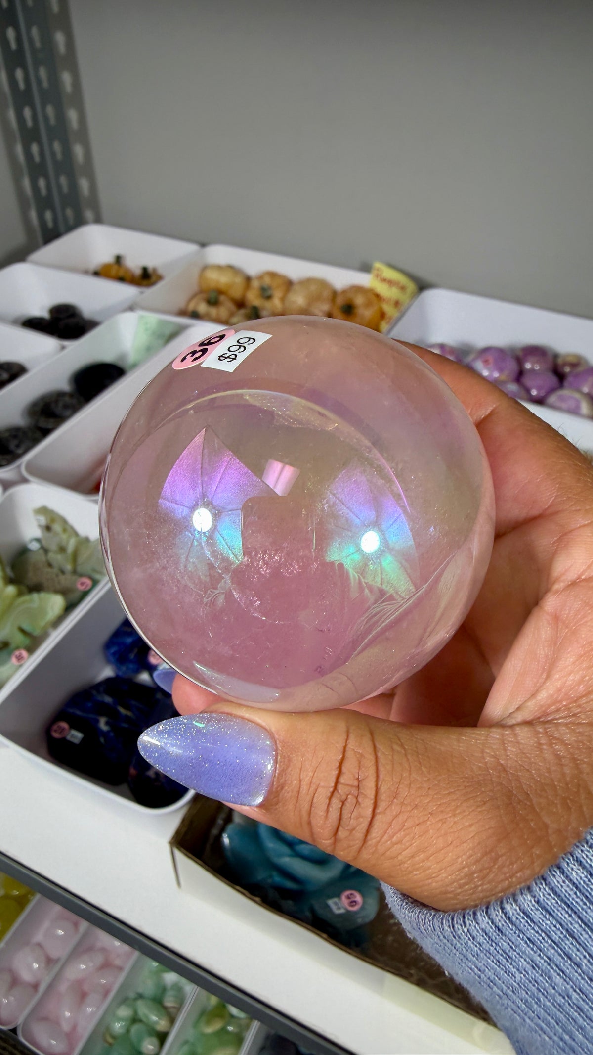 Gorgeous Aura Rose Quartz Sphere | Opt 36