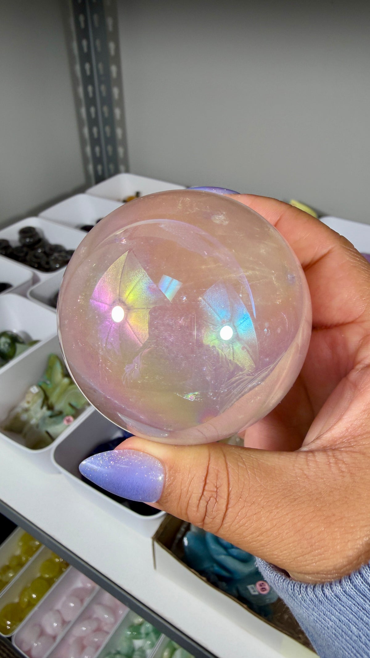 Gorgeous Aura Rose Quartz Sphere | Opt 37