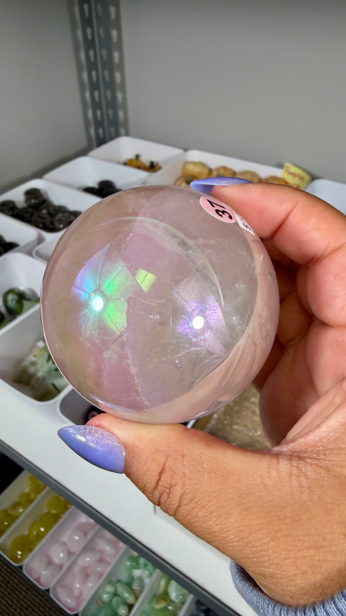 Gorgeous Aura Rose Quartz Sphere | Opt 37